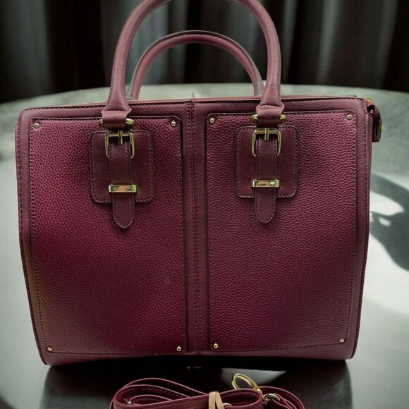 Mossimo Burgundy Handbag With Dual Handles & Detachable Strap Large Purse - Picture 1 of 13